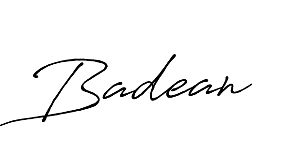 Use a signature maker to create a handwritten signature online. With this signature software, you can design (Antro_Vectra_Bolder) your own signature for name Badean. Badean signature style 7 images and pictures png
