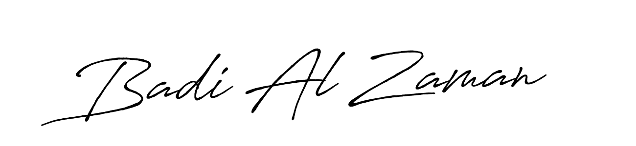 How to make Badi Al Zaman name signature. Use Antro_Vectra_Bolder style for creating short signs online. This is the latest handwritten sign. Badi Al Zaman signature style 7 images and pictures png