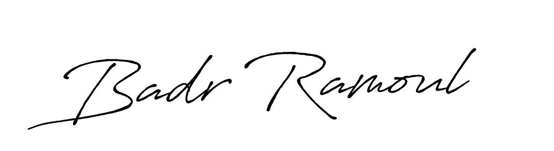 How to make Badr Ramoul name signature. Use Antro_Vectra_Bolder style for creating short signs online. This is the latest handwritten sign. Badr Ramoul signature style 7 images and pictures png