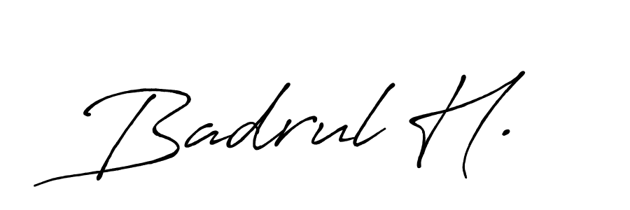 How to make Badrul H. name signature. Use Antro_Vectra_Bolder style for creating short signs online. This is the latest handwritten sign. Badrul H. signature style 7 images and pictures png