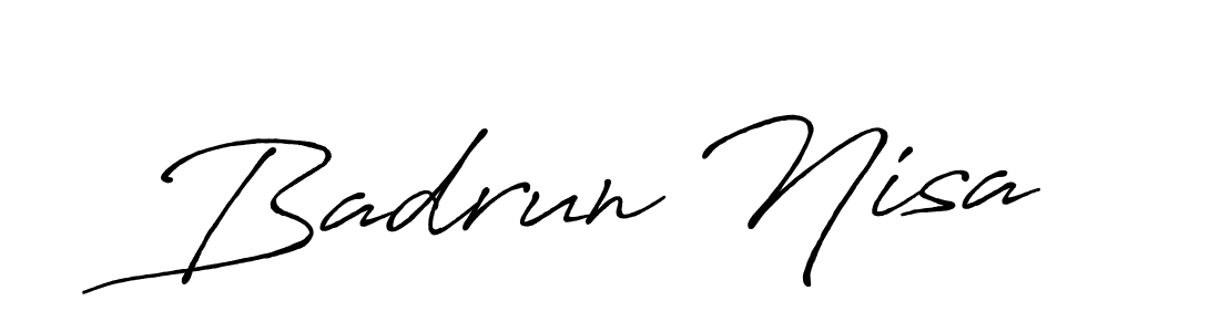 Make a beautiful signature design for name Badrun Nisa. With this signature (Antro_Vectra_Bolder) style, you can create a handwritten signature for free. Badrun Nisa signature style 7 images and pictures png