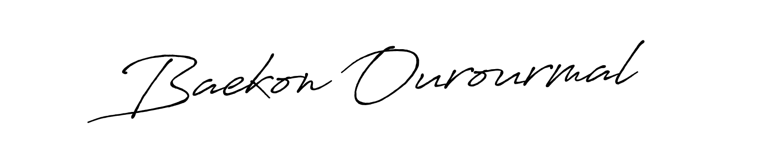 How to make Baekon Ourourmal name signature. Use Antro_Vectra_Bolder style for creating short signs online. This is the latest handwritten sign. Baekon Ourourmal signature style 7 images and pictures png