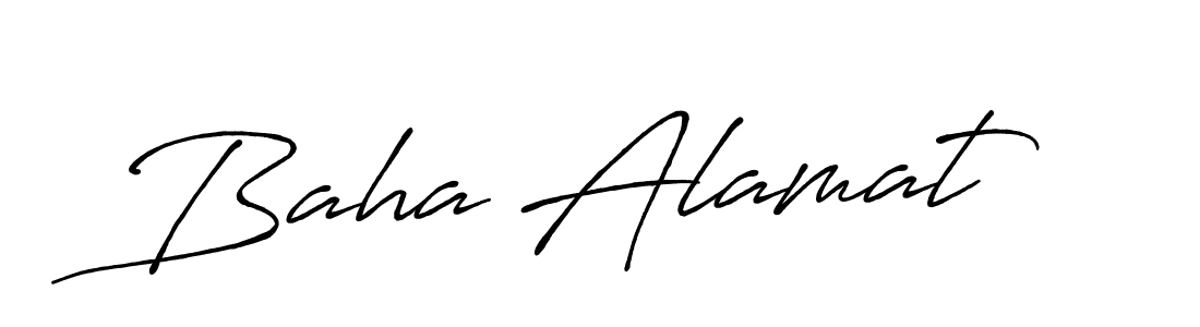 Create a beautiful signature design for name Baha Alamat. With this signature (Antro_Vectra_Bolder) fonts, you can make a handwritten signature for free. Baha Alamat signature style 7 images and pictures png