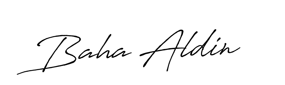 Create a beautiful signature design for name Baha Aldin. With this signature (Antro_Vectra_Bolder) fonts, you can make a handwritten signature for free. Baha Aldin signature style 7 images and pictures png