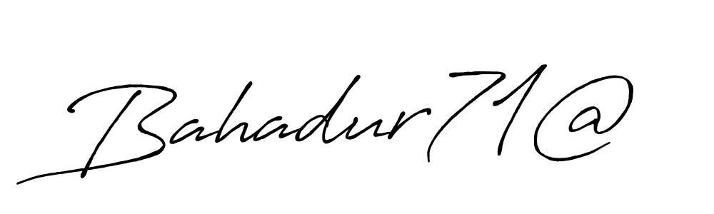 Use a signature maker to create a handwritten signature online. With this signature software, you can design (Antro_Vectra_Bolder) your own signature for name Bahadur71@. Bahadur71@ signature style 7 images and pictures png