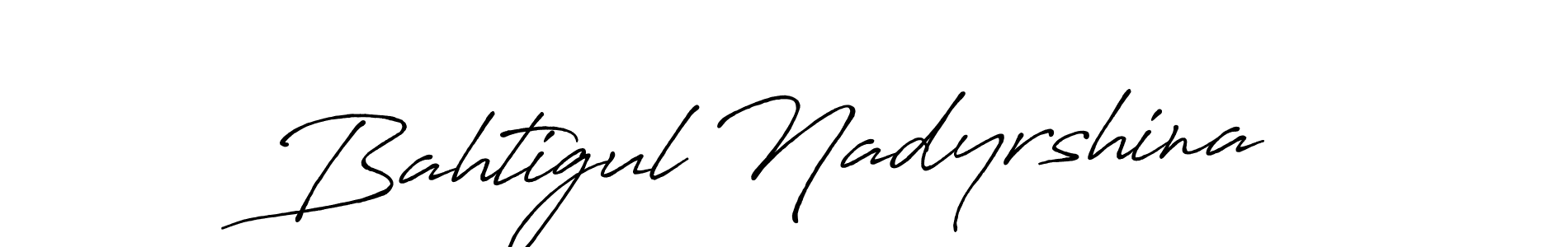 How to make Bahtigul Nadyrshina name signature. Use Antro_Vectra_Bolder style for creating short signs online. This is the latest handwritten sign. Bahtigul Nadyrshina signature style 7 images and pictures png