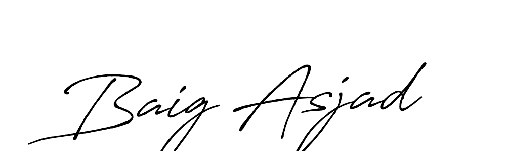 How to make Baig Asjad name signature. Use Antro_Vectra_Bolder style for creating short signs online. This is the latest handwritten sign. Baig Asjad signature style 7 images and pictures png