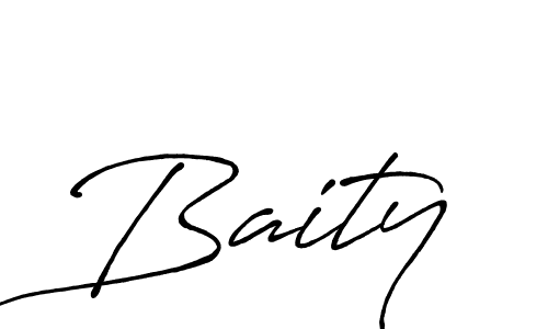 Create a beautiful signature design for name Baity. With this signature (Antro_Vectra_Bolder) fonts, you can make a handwritten signature for free. Baity signature style 7 images and pictures png