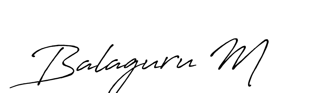 How to make Balaguru M name signature. Use Antro_Vectra_Bolder style for creating short signs online. This is the latest handwritten sign. Balaguru M signature style 7 images and pictures png