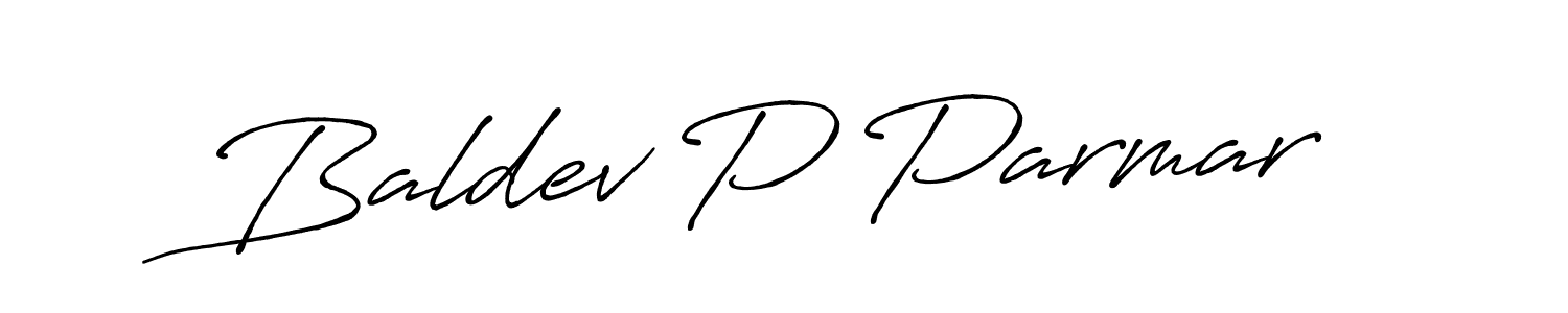 Use a signature maker to create a handwritten signature online. With this signature software, you can design (Antro_Vectra_Bolder) your own signature for name Baldev P Parmar. Baldev P Parmar signature style 7 images and pictures png