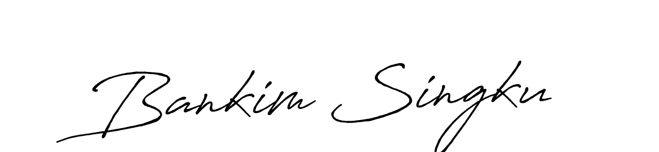 How to make Bankim Singku name signature. Use Antro_Vectra_Bolder style for creating short signs online. This is the latest handwritten sign. Bankim Singku signature style 7 images and pictures png
