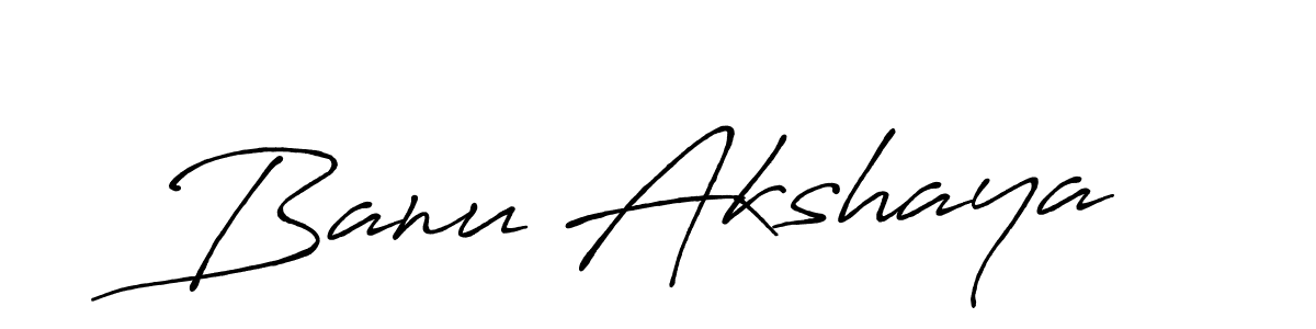 Make a beautiful signature design for name Banu Akshaya. With this signature (Antro_Vectra_Bolder) style, you can create a handwritten signature for free. Banu Akshaya signature style 7 images and pictures png