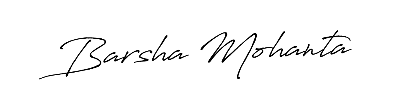 The best way (Antro_Vectra_Bolder) to make a short signature is to pick only two or three words in your name. The name Barsha Mohanta include a total of six letters. For converting this name. Barsha Mohanta signature style 7 images and pictures png