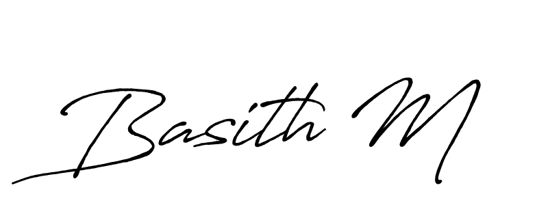 Use a signature maker to create a handwritten signature online. With this signature software, you can design (Antro_Vectra_Bolder) your own signature for name Basith M. Basith M signature style 7 images and pictures png