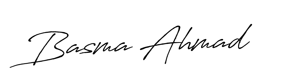How to make Basma Ahmad name signature. Use Antro_Vectra_Bolder style for creating short signs online. This is the latest handwritten sign. Basma Ahmad signature style 7 images and pictures png