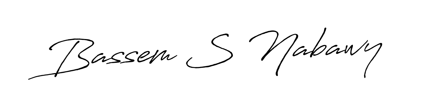 Make a beautiful signature design for name Bassem S Nabawy. With this signature (Antro_Vectra_Bolder) style, you can create a handwritten signature for free. Bassem S Nabawy signature style 7 images and pictures png