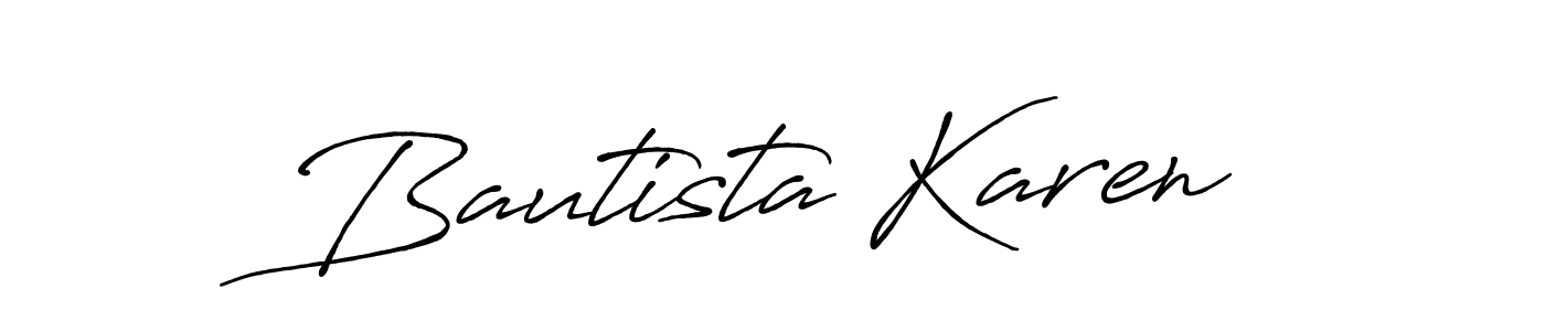 How to make Bautista Karen name signature. Use Antro_Vectra_Bolder style for creating short signs online. This is the latest handwritten sign. Bautista Karen signature style 7 images and pictures png