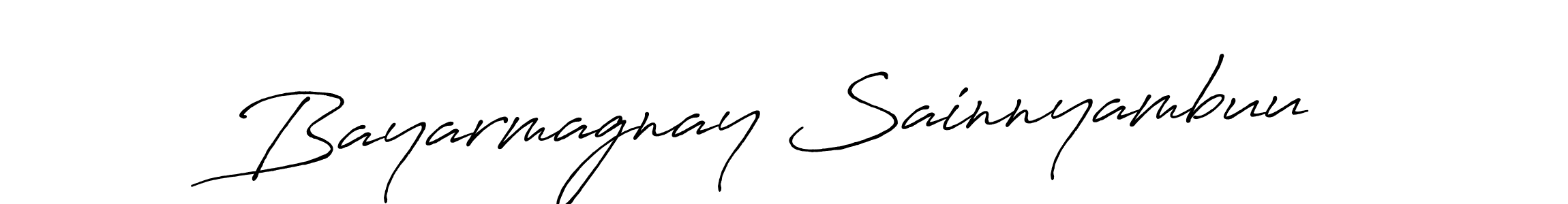 Make a beautiful signature design for name Bayarmagnay Sainnyambuu. With this signature (Antro_Vectra_Bolder) style, you can create a handwritten signature for free. Bayarmagnay Sainnyambuu signature style 7 images and pictures png