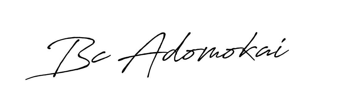 How to make Bc Adomokai name signature. Use Antro_Vectra_Bolder style for creating short signs online. This is the latest handwritten sign. Bc Adomokai signature style 7 images and pictures png