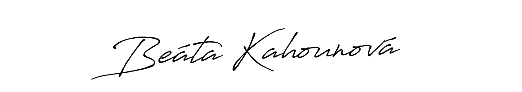 You should practise on your own different ways (Antro_Vectra_Bolder) to write your name (Beáta Kahounová) in signature. don't let someone else do it for you. Beáta Kahounová signature style 7 images and pictures png