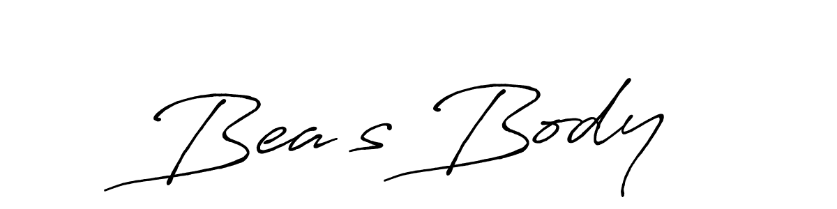 It looks lik you need a new signature style for name Bea’s Body. Design unique handwritten (Antro_Vectra_Bolder) signature with our free signature maker in just a few clicks. Bea’s Body signature style 7 images and pictures png