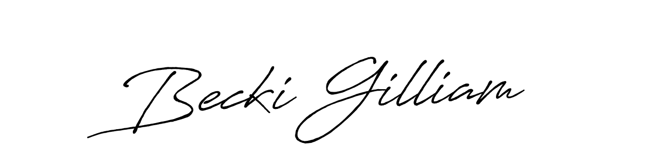 Design your own signature with our free online signature maker. With this signature software, you can create a handwritten (Antro_Vectra_Bolder) signature for name Becki Gilliam. Becki Gilliam signature style 7 images and pictures png