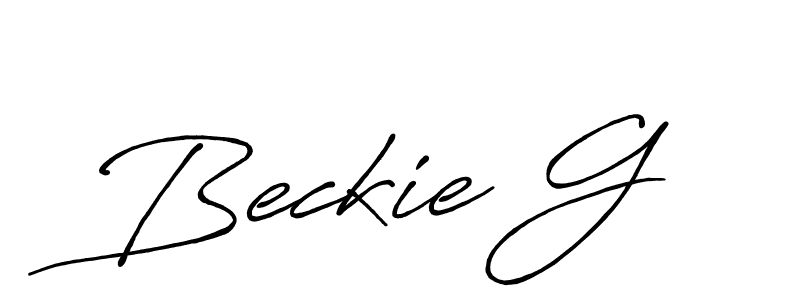 Make a beautiful signature design for name Beckie G. With this signature (Antro_Vectra_Bolder) style, you can create a handwritten signature for free. Beckie G signature style 7 images and pictures png