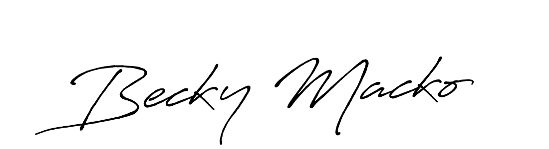 How to make Becky Macko name signature. Use Antro_Vectra_Bolder style for creating short signs online. This is the latest handwritten sign. Becky Macko signature style 7 images and pictures png