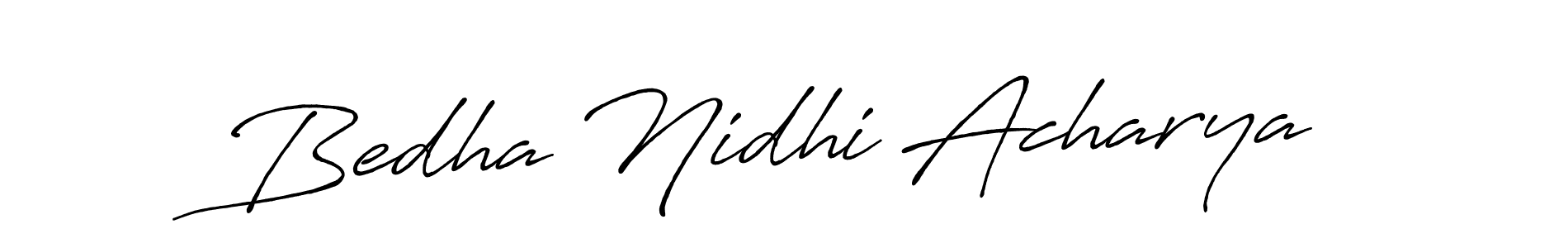 Antro_Vectra_Bolder is a professional signature style that is perfect for those who want to add a touch of class to their signature. It is also a great choice for those who want to make their signature more unique. Get Bedha Nidhi Acharya name to fancy signature for free. Bedha Nidhi Acharya signature style 7 images and pictures png