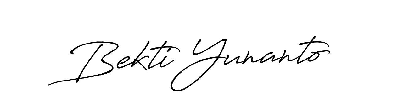 The best way (Antro_Vectra_Bolder) to make a short signature is to pick only two or three words in your name. The name Bekti Yunanto include a total of six letters. For converting this name. Bekti Yunanto signature style 7 images and pictures png