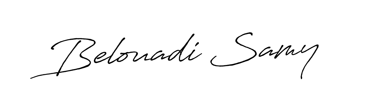 How to make Belouadi Samy name signature. Use Antro_Vectra_Bolder style for creating short signs online. This is the latest handwritten sign. Belouadi Samy signature style 7 images and pictures png