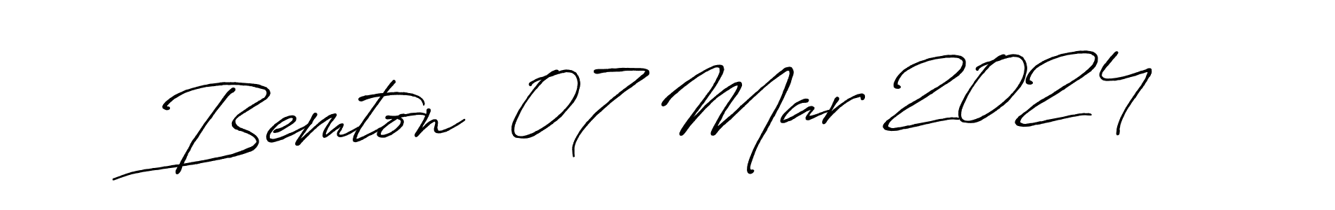 Use a signature maker to create a handwritten signature online. With this signature software, you can design (Antro_Vectra_Bolder) your own signature for name Bemton  07 Mar 2024. Bemton  07 Mar 2024 signature style 7 images and pictures png