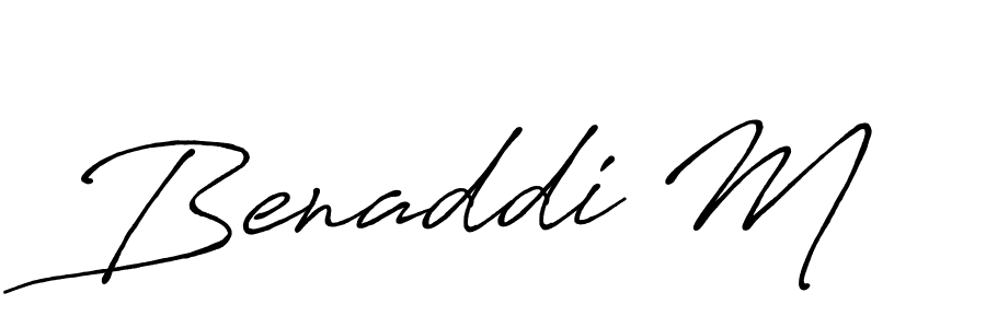 How to make Benaddi M name signature. Use Antro_Vectra_Bolder style for creating short signs online. This is the latest handwritten sign. Benaddi M signature style 7 images and pictures png