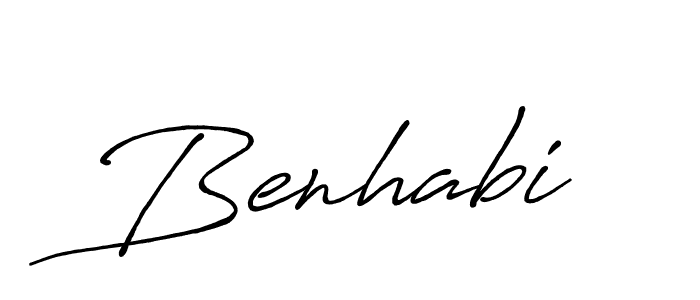 Use a signature maker to create a handwritten signature online. With this signature software, you can design (Antro_Vectra_Bolder) your own signature for name Benhabi. Benhabi signature style 7 images and pictures png