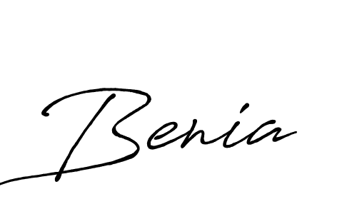 How to make Benia name signature. Use Antro_Vectra_Bolder style for creating short signs online. This is the latest handwritten sign. Benia signature style 7 images and pictures png