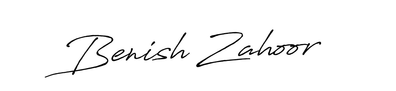Make a beautiful signature design for name Benish Zahoor. With this signature (Antro_Vectra_Bolder) style, you can create a handwritten signature for free. Benish Zahoor signature style 7 images and pictures png