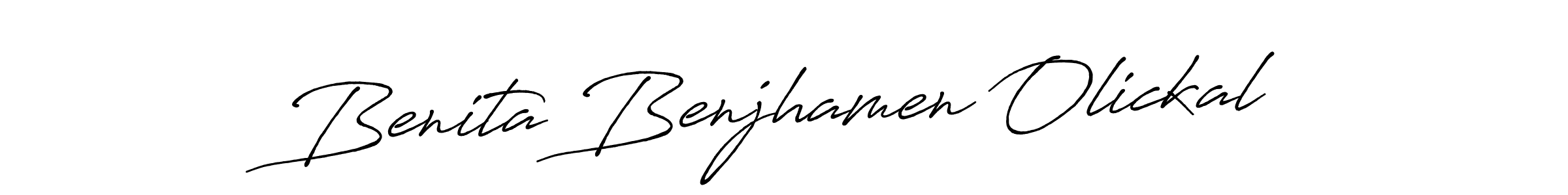 Make a beautiful signature design for name Benita Benjhamen Olickal. With this signature (Antro_Vectra_Bolder) style, you can create a handwritten signature for free. Benita Benjhamen Olickal signature style 7 images and pictures png