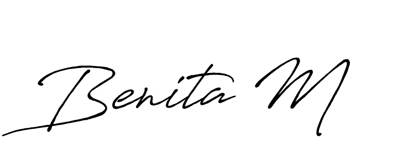 Similarly Antro_Vectra_Bolder is the best handwritten signature design. Signature creator online .You can use it as an online autograph creator for name Benita M. Benita M signature style 7 images and pictures png