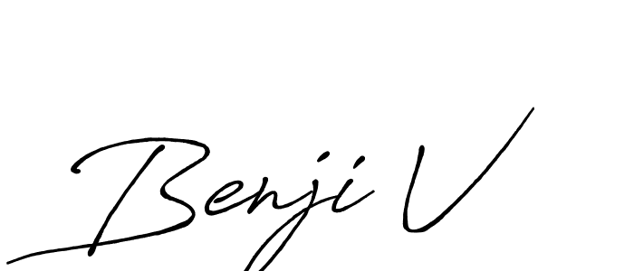 Similarly Antro_Vectra_Bolder is the best handwritten signature design. Signature creator online .You can use it as an online autograph creator for name Benji V. Benji V signature style 7 images and pictures png
