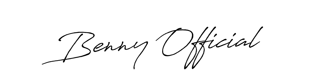 Use a signature maker to create a handwritten signature online. With this signature software, you can design (Antro_Vectra_Bolder) your own signature for name Benny Official. Benny Official signature style 7 images and pictures png