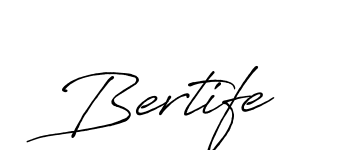 The best way (Antro_Vectra_Bolder) to make a short signature is to pick only two or three words in your name. The name Bertife include a total of six letters. For converting this name. Bertife signature style 7 images and pictures png