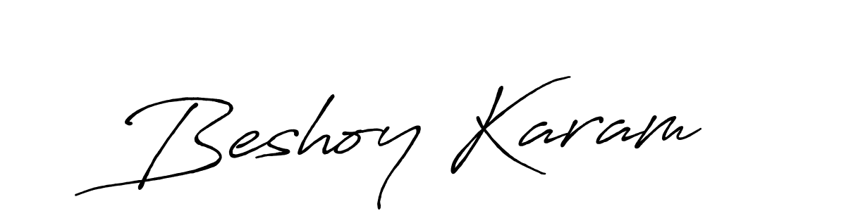 Make a beautiful signature design for name Beshoy Karam. With this signature (Antro_Vectra_Bolder) style, you can create a handwritten signature for free. Beshoy Karam signature style 7 images and pictures png