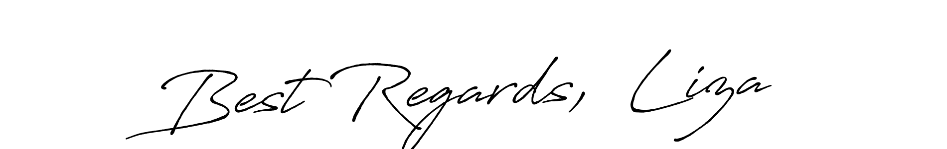 This is the best signature style for the Best Regards,  Liza name. Also you like these signature font (Antro_Vectra_Bolder). Mix name signature. Best Regards,  Liza signature style 7 images and pictures png