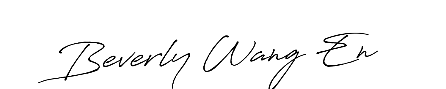 The best way (Antro_Vectra_Bolder) to make a short signature is to pick only two or three words in your name. The name Beverly Wang En include a total of six letters. For converting this name. Beverly Wang En signature style 7 images and pictures png