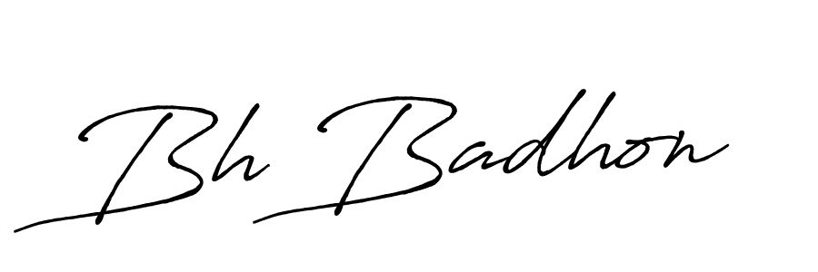 Use a signature maker to create a handwritten signature online. With this signature software, you can design (Antro_Vectra_Bolder) your own signature for name Bh Badhon. Bh Badhon signature style 7 images and pictures png