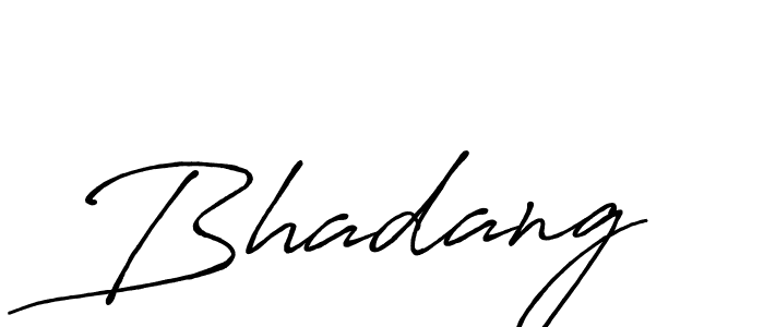 Use a signature maker to create a handwritten signature online. With this signature software, you can design (Antro_Vectra_Bolder) your own signature for name Bhadang. Bhadang signature style 7 images and pictures png