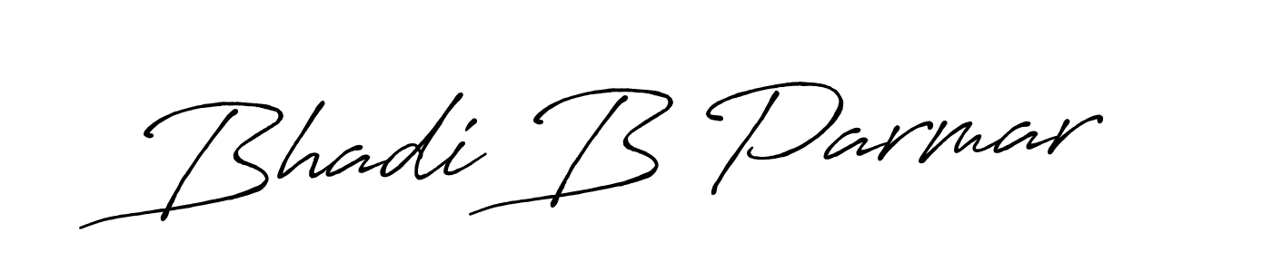 How to make Bhadi B Parmar name signature. Use Antro_Vectra_Bolder style for creating short signs online. This is the latest handwritten sign. Bhadi B Parmar signature style 7 images and pictures png