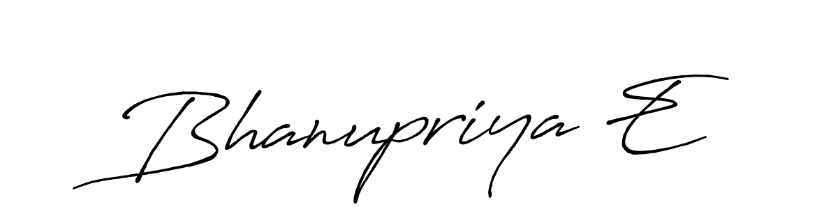 The best way (Antro_Vectra_Bolder) to make a short signature is to pick only two or three words in your name. The name Bhanupriya E include a total of six letters. For converting this name. Bhanupriya E signature style 7 images and pictures png