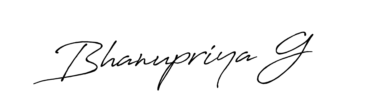 Make a beautiful signature design for name Bhanupriya G. With this signature (Antro_Vectra_Bolder) style, you can create a handwritten signature for free. Bhanupriya G signature style 7 images and pictures png