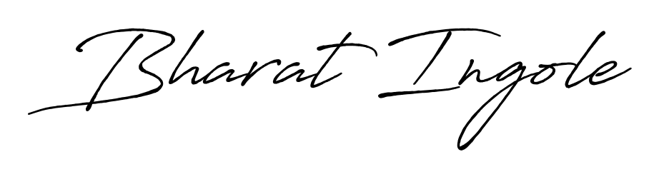 Designed for modern professionals: Bharat Ingole name signature crafted with Antro_Vectra_Bolder script. Ready for digital PDF workflows. Bharat Ingole signature style 7 images and pictures png